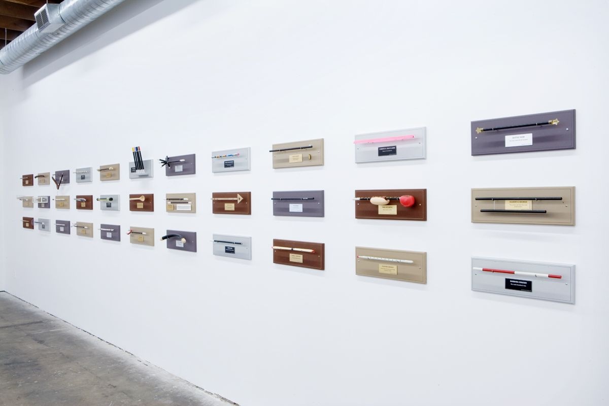  | Selected Works | Glenn Kaino, Wands Bygone, 2010, 33 wands and plaques, mixed media,19 x 6.5 inches (each), Courtesy of Private Collections | 8