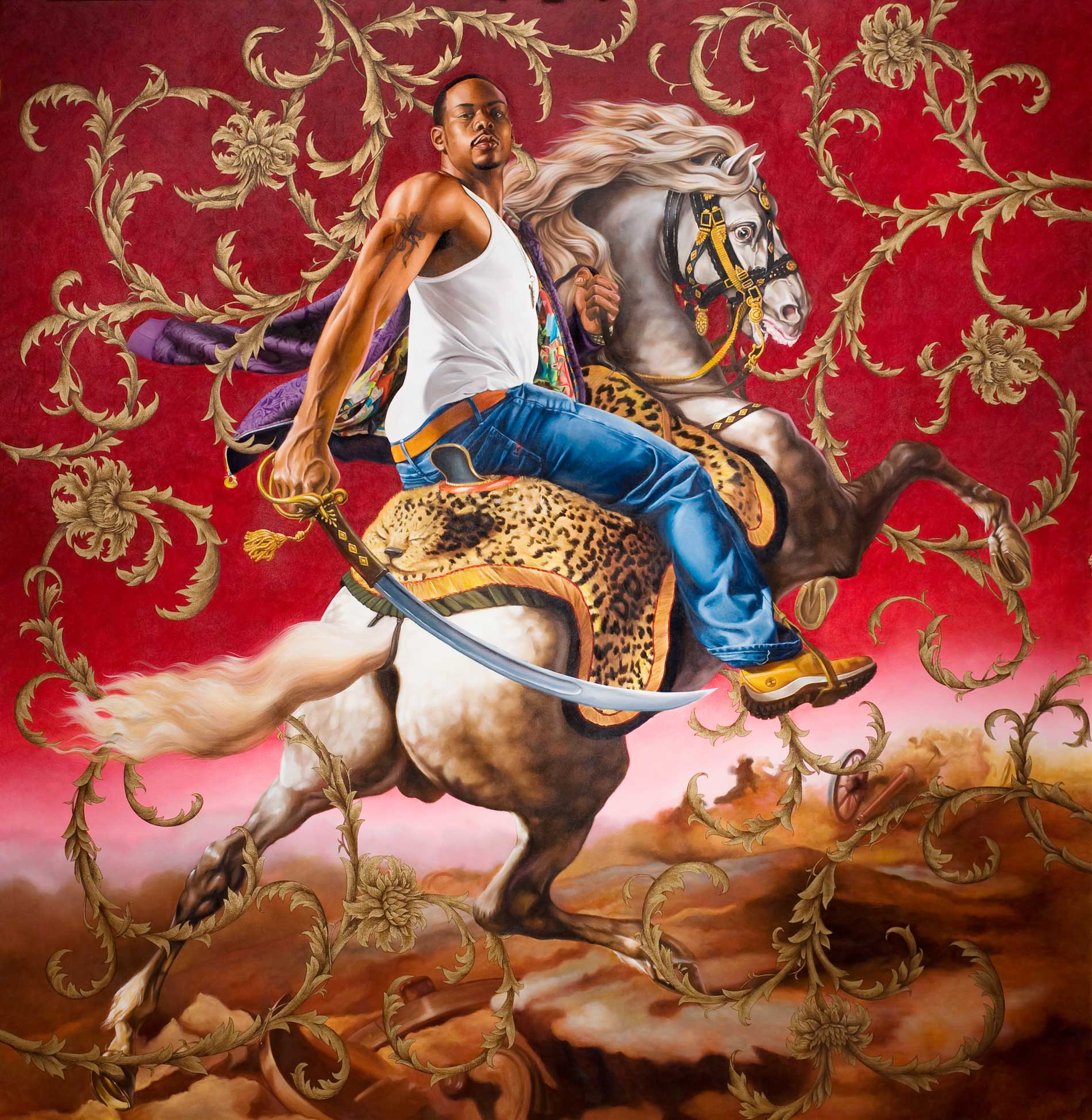 Kehinde Wiley | Rumors of War | Officer of the Hussars , 2007 Oil and Enamel on Canvas.  | 4