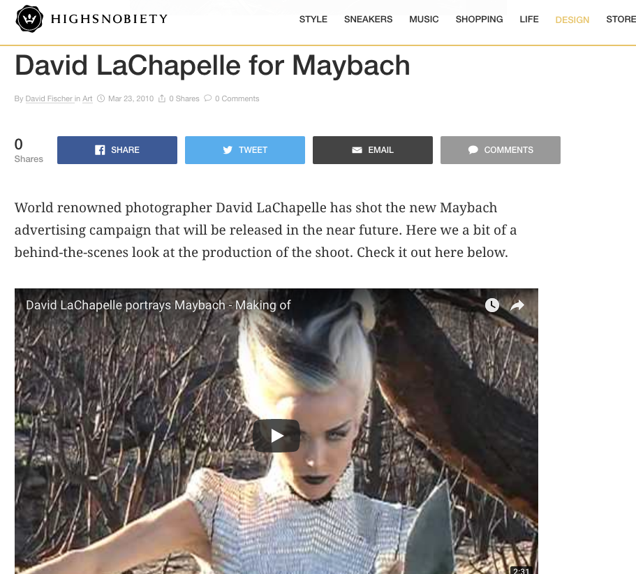 David LaChapelle | Maybach | Selected Press: High Society  | 15
