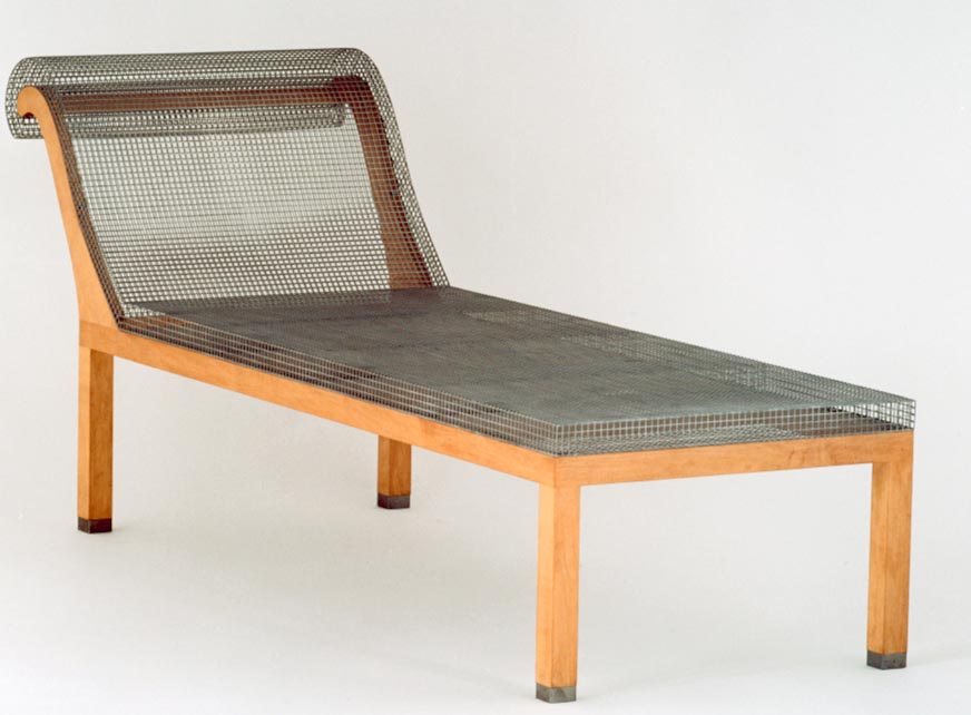 Robert Wilson | Furniture and Design | Selected work: Sofa from Parzival, 1987.From an edition of nine, this piece is made of maple and stainless steel. | 24
