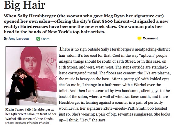  | Press | Sally Hershberger featured in NY Magazine. <a href=