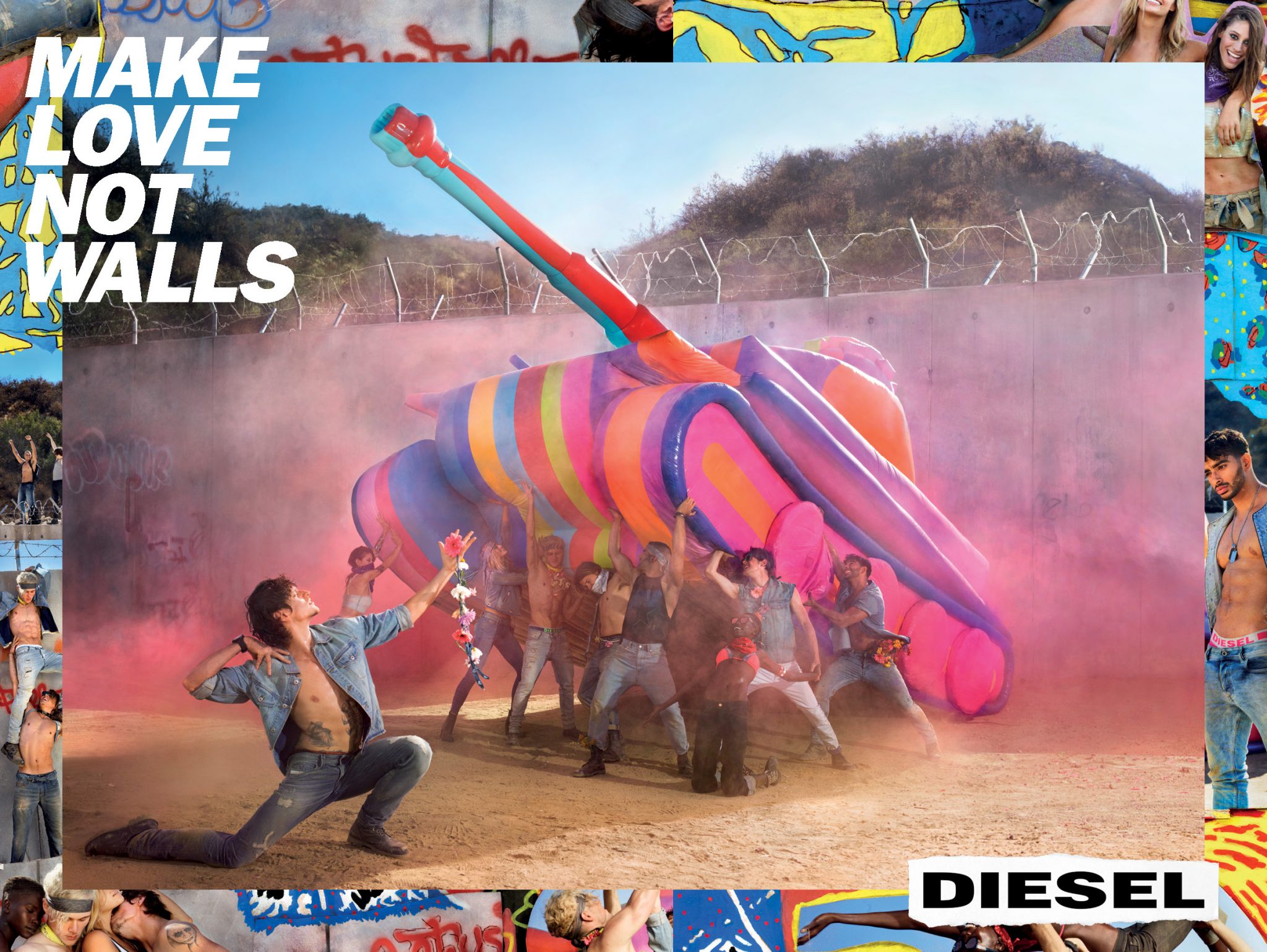 David LaChapelle | Diesel - Make love not walls | The award-winning multidisciplinary campaign launched with photography, a short film, and installations that traveled around the globe, putting forward a timely message that pays tribute to inclusion, love, diversity, and fraternity.
| 12