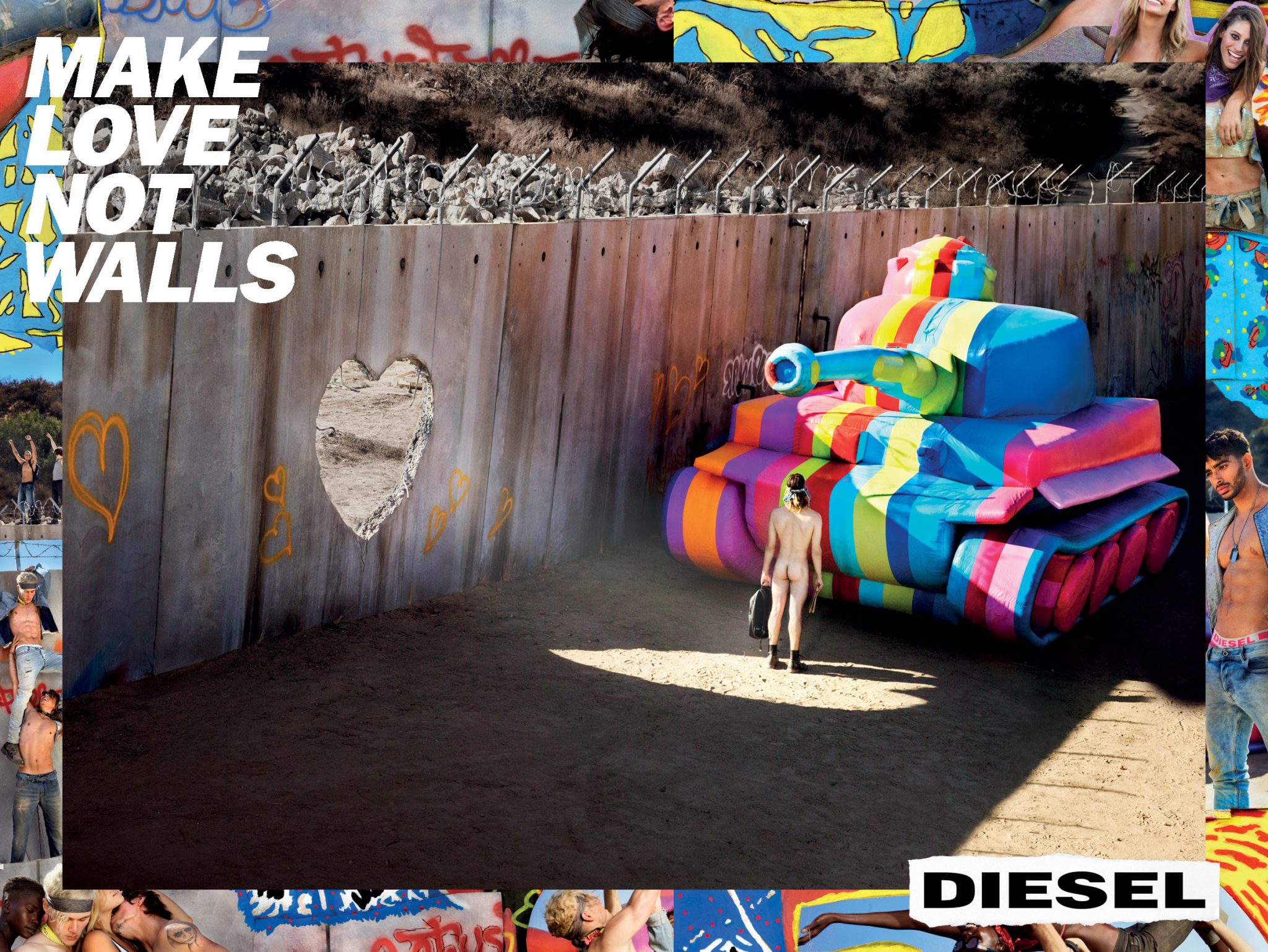 David LaChapelle | Diesel - Make love not walls | The award-winning multidisciplinary campaign launched with photography, a short film, and installations that traveled around the globe, putting forward a timely message that pays tribute to inclusion, love, diversity, and fraternity.
| 11