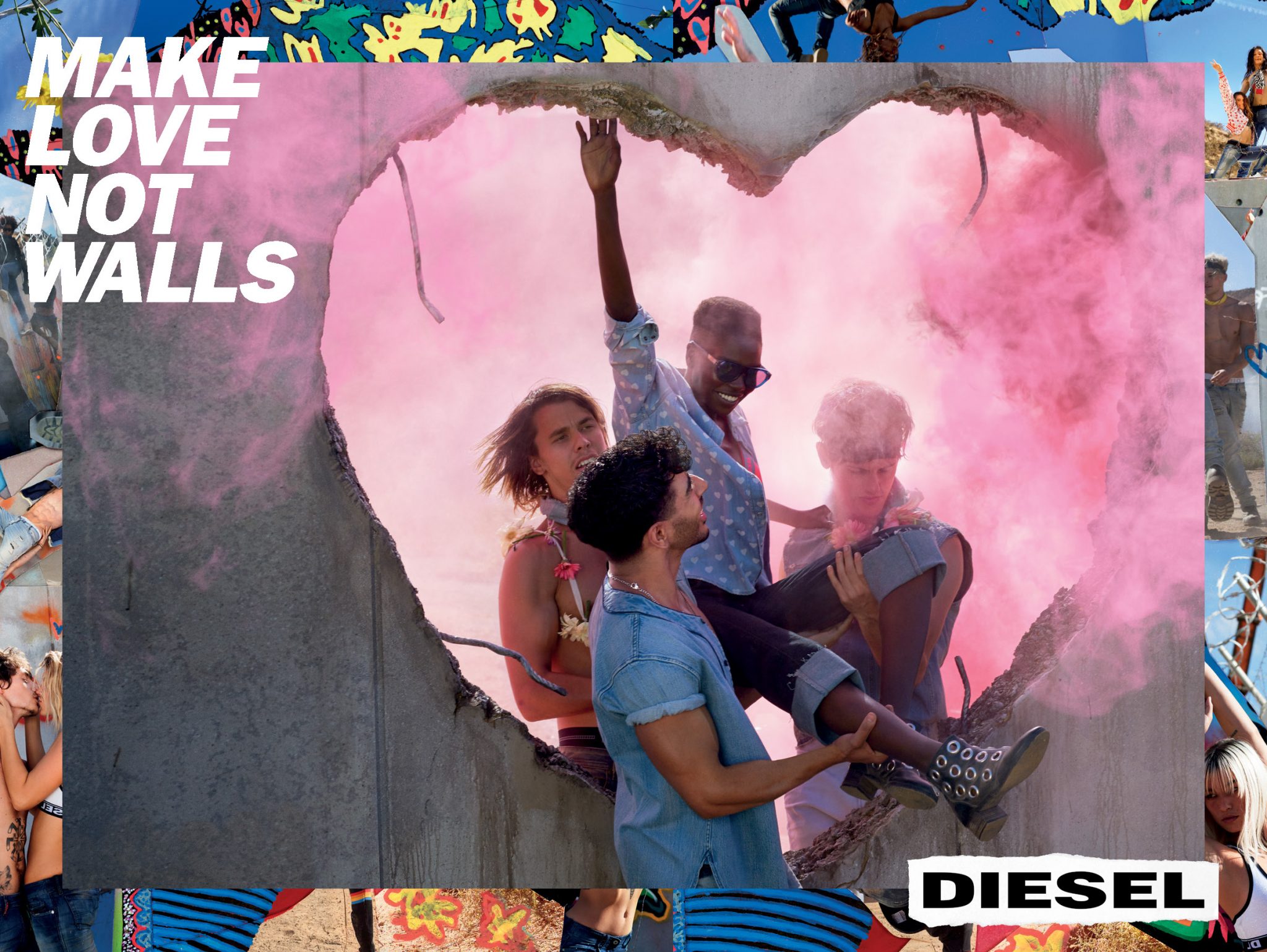 David LaChapelle | Diesel - Make love not walls | The award-winning multidisciplinary campaign launched with photography, a short film, and installations that traveled around the globe, putting forward a timely message that pays tribute to inclusion, love, diversity, and fraternity.
| 13