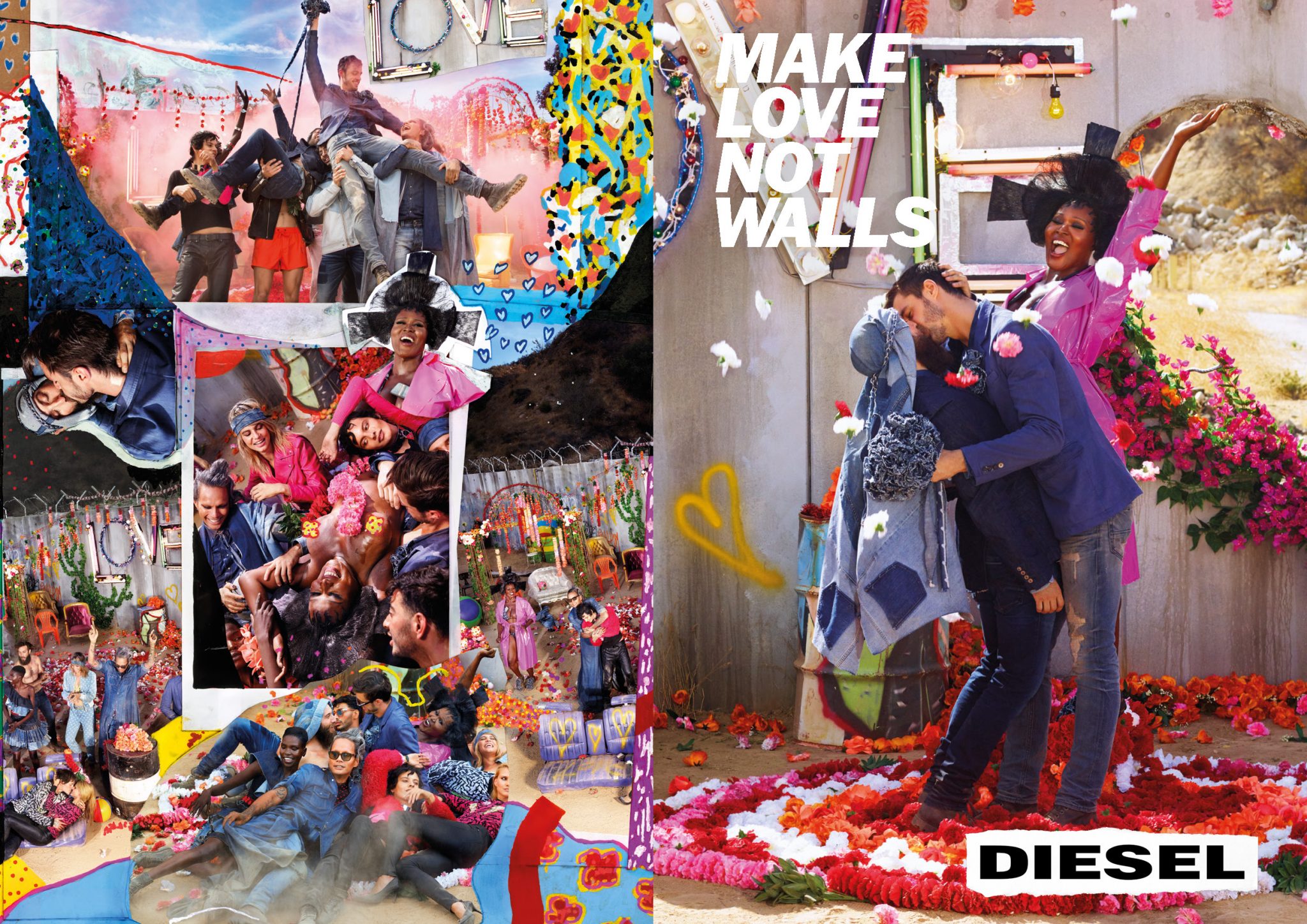 David LaChapelle | Diesel - Make love not walls | The award-winning multidisciplinary campaign launched with photography, a short film, and installations that traveled around the globe, putting forward a timely message that pays tribute to inclusion, love, diversity, and fraternity.| 14