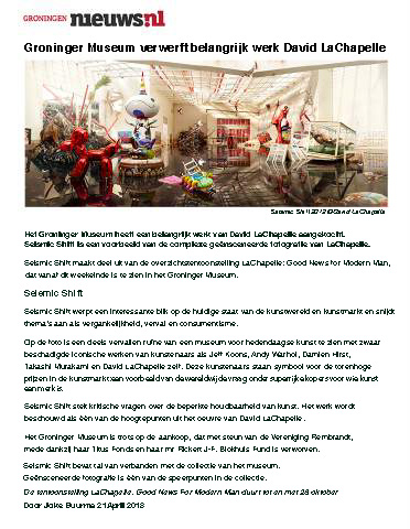 David LaChapelle | Groninger Museum, Groningen, The Netherlands, April 21 - October 28, 2018 | Selected press: Nieuws.nl | 77