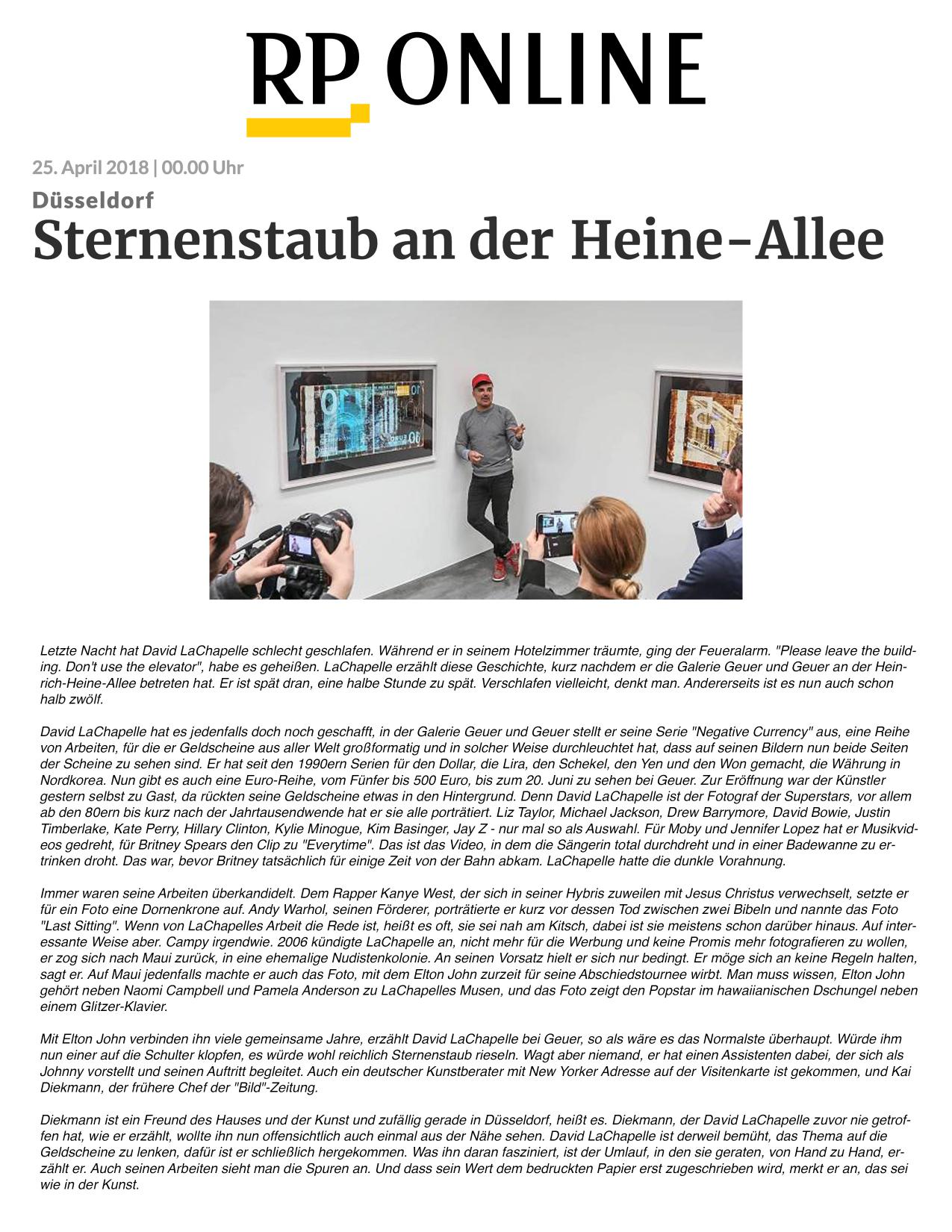 David LaChapelle | Geuer & Geuer Art, Dusseldorf, Germany, April 24 - June 20, 2018 | Selected press: RP online | 19