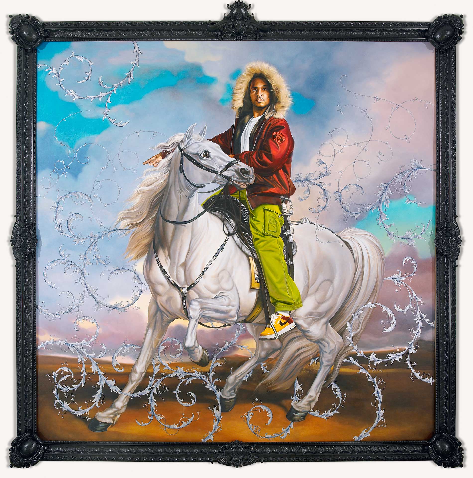 Kehinde Wiley | A New Republic, Brooklyn Museum, New York City, USA,  February 20- May 24, 2015 | Colonel Platoff on his Charger, 2008 Oil and Enamel on Canvas. | 11