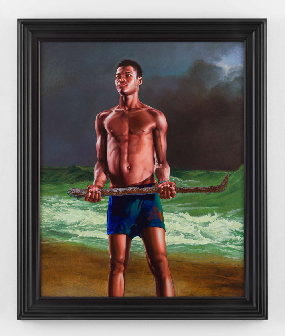 Kehinde Wiley | In Search of the Miraculous, Stephen Friedman Gallery, London, England, November 23, 2017- January 27, 2018 | Fisherman Upon a Lee-Shore, In Squally Weather (Andielo Pierre), 2017 Oil on Canvas. | 16