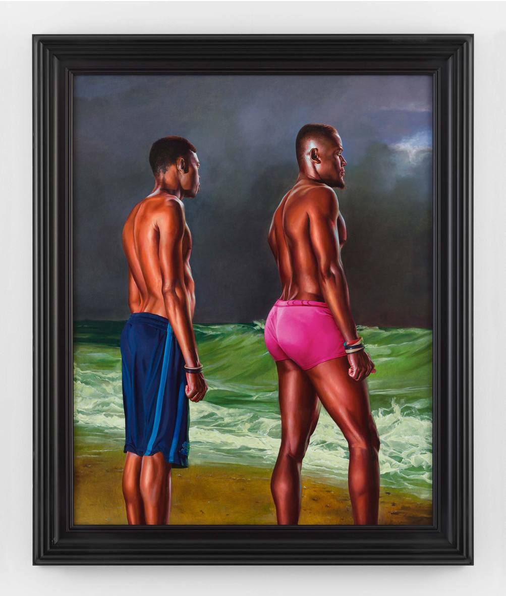 Kehinde Wiley | In Search of the Miraculous, Stephen Friedman Gallery, London, England, November 23, 2017- January 27, 2018 | Fisherman Upon a Lee-Shore, In Squally Weather (Zakary Antoine and Nelson Noel), 2017 Oil on Canvas.  | 18