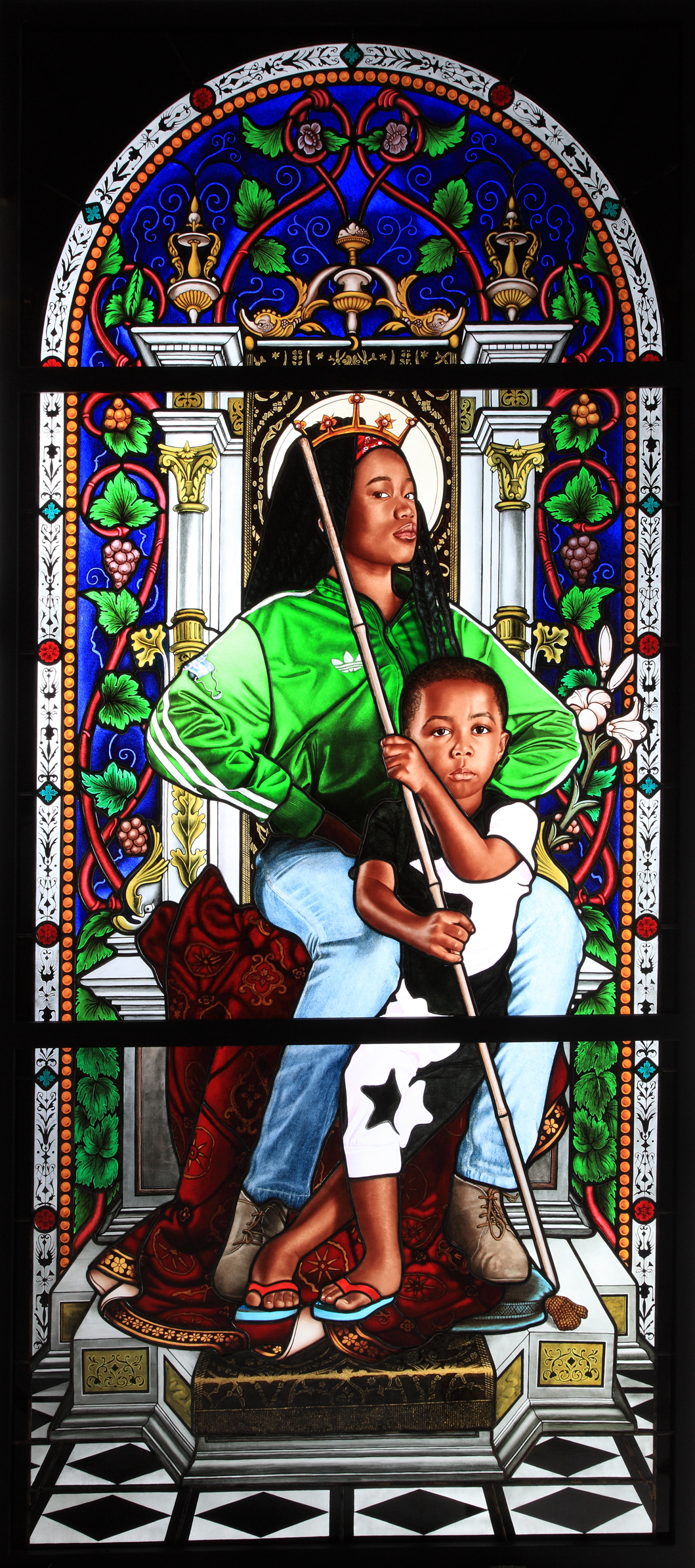 Kehinde Wiley | Lamentation, Le Petit Palais, Paris, France, October 20, 2016 - January 15, 2017 | Madonna and Child, 2016 Stained Glass in an Aluminum Frame. | 10