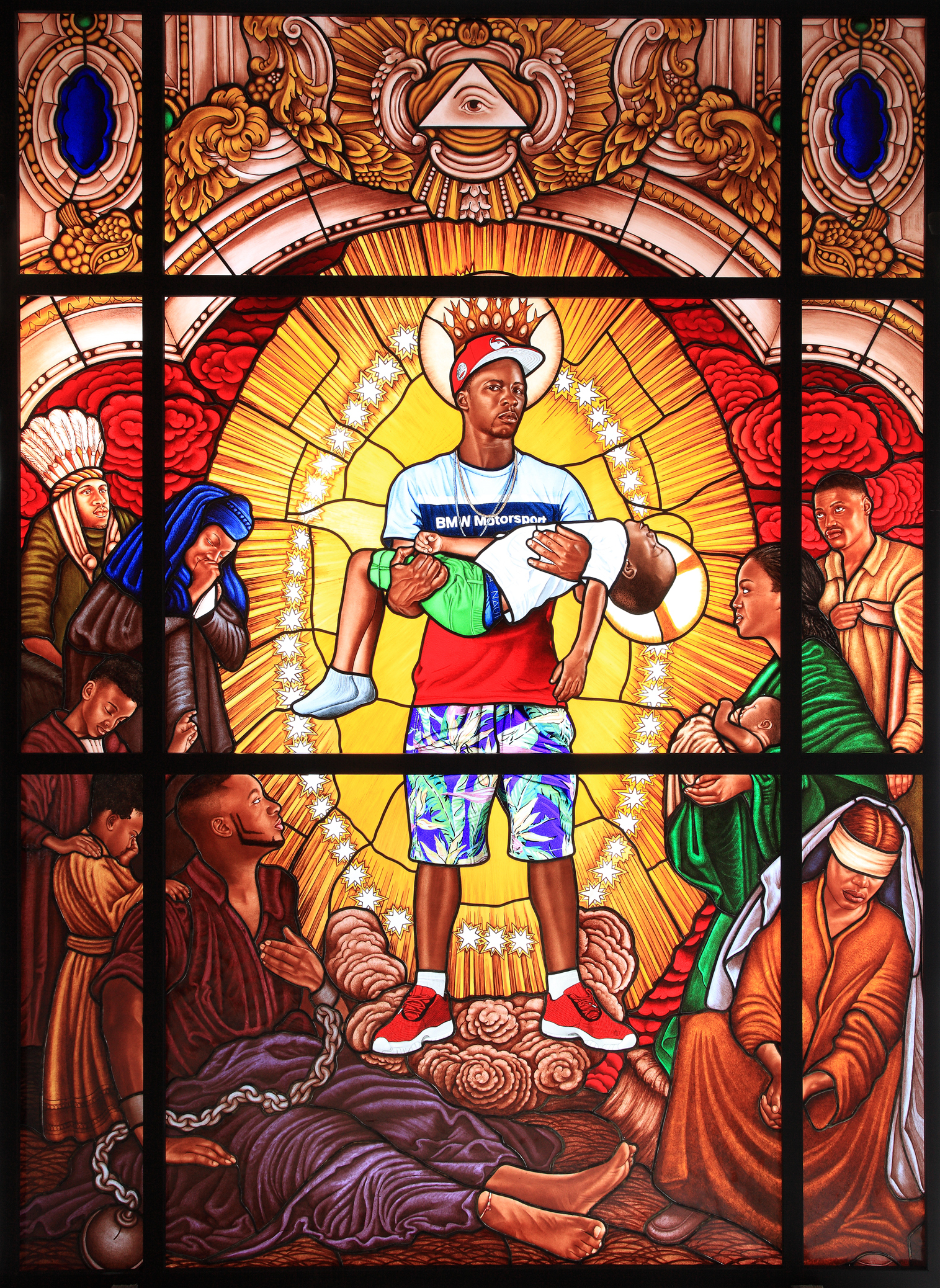 Kehinde Wiley | Lamentation, Le Petit Palais, Paris, France, October 20, 2016 - January 15, 2017 | Mary, Comforter of the Afflicted II, 2016 Stained Glass in an Aluminum Frame. | 13
