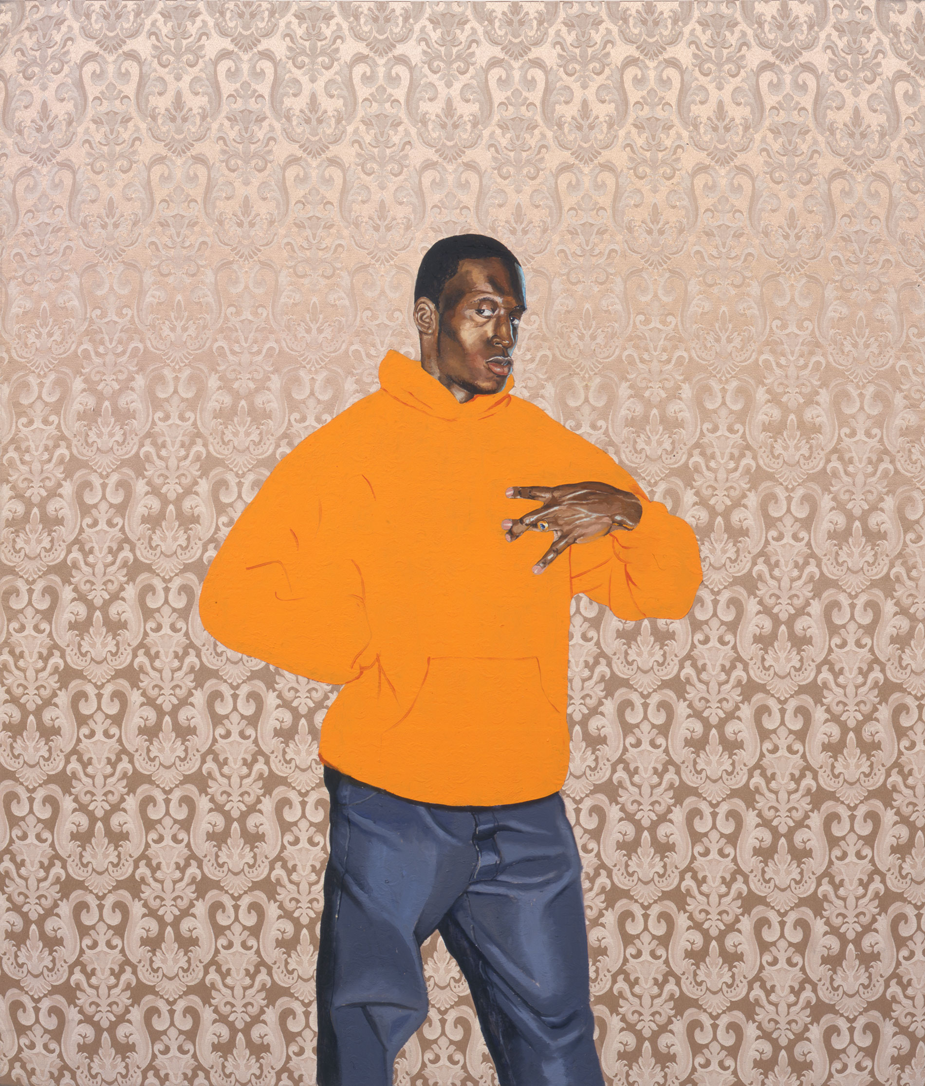 Kehinde Wiley | Passing / Posing  | Passing / Posing #15, 2002 Oil on Fabric. | 2