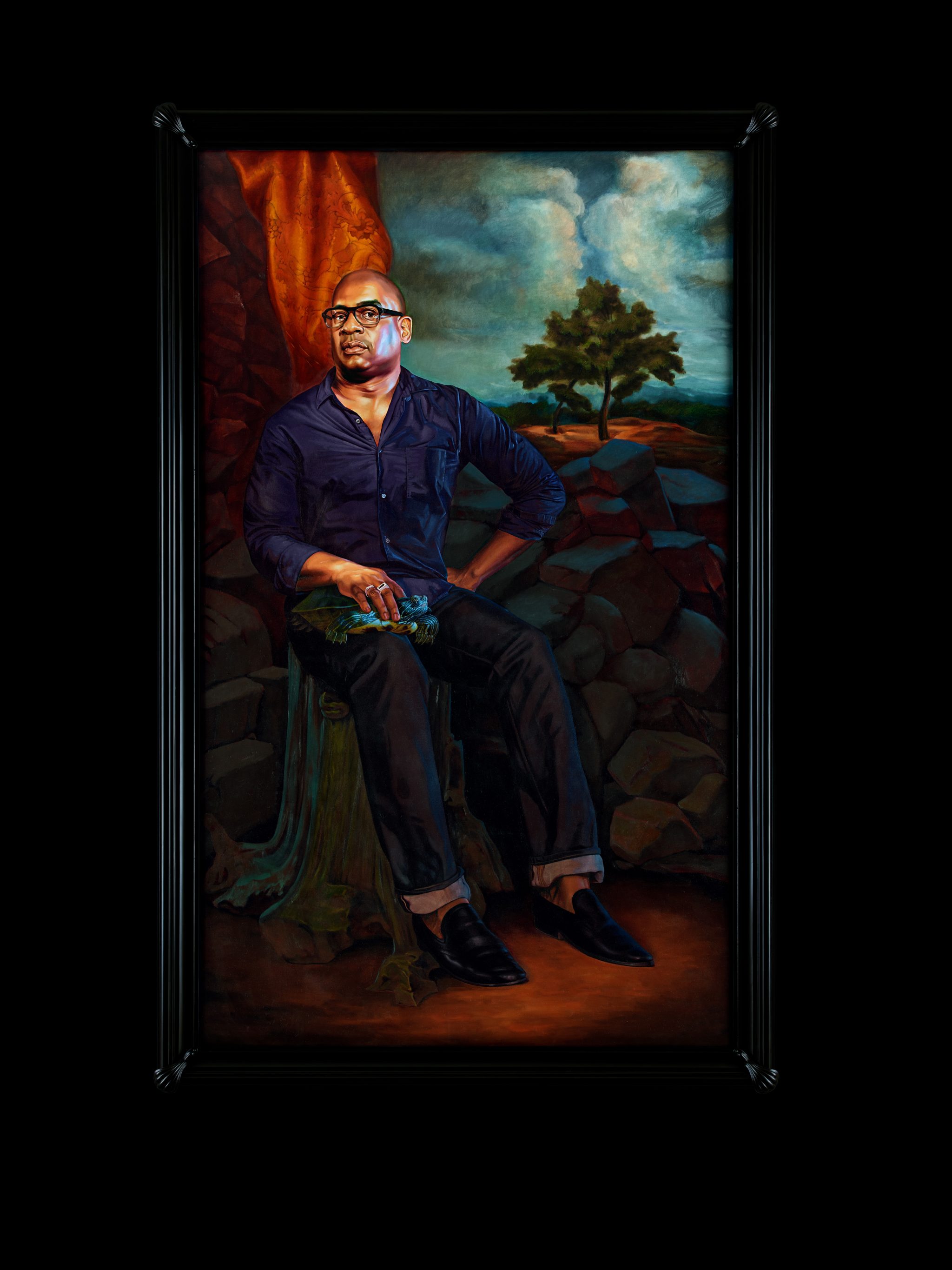 Kehinde Wiley | Trickster, Sean Kelly Gallery, New York City, USA, May 6 - June 17, 2017 | Portrait of Glenn Ligon, Hermes , 2017 Oil on Canvas.  | 11