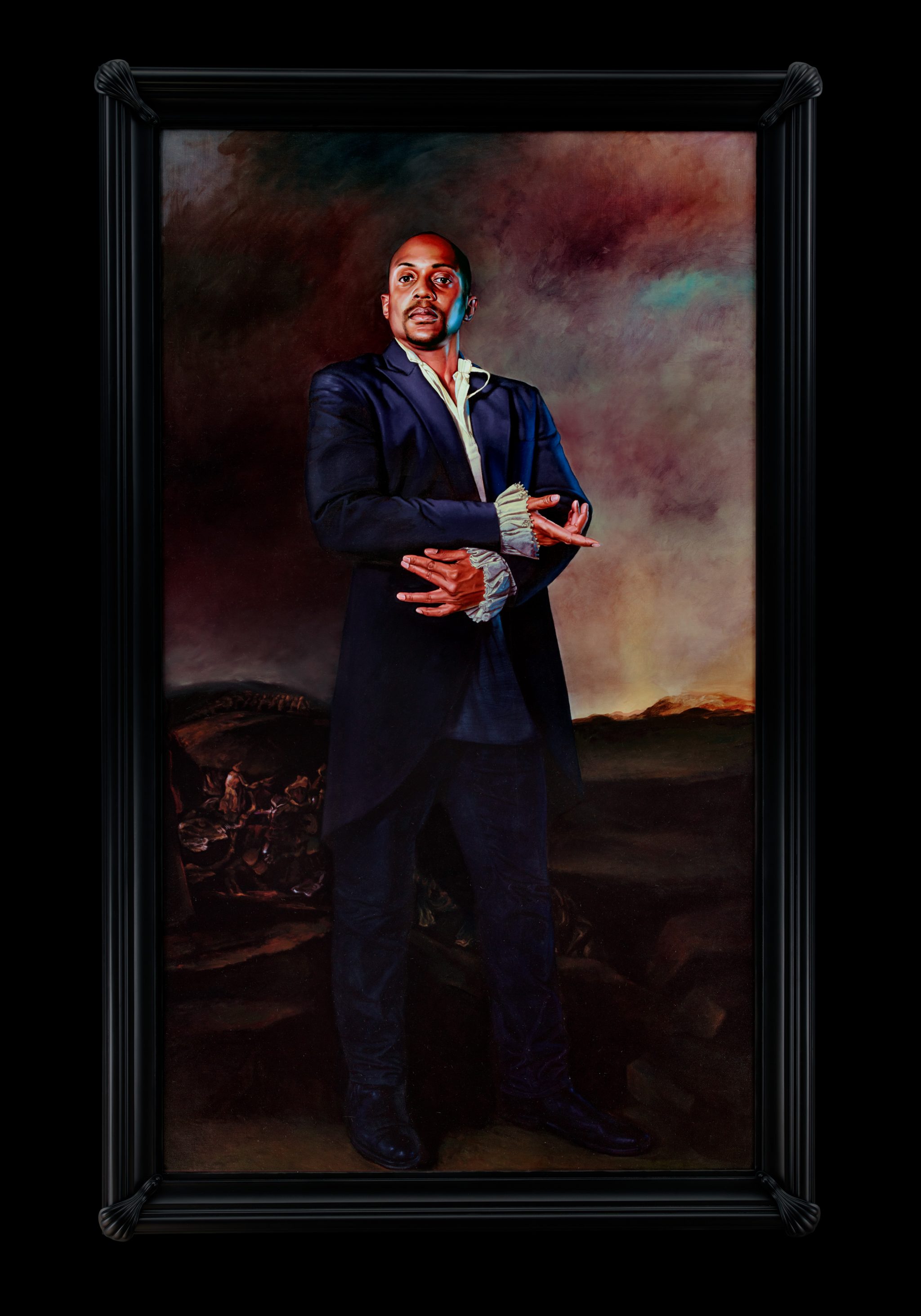 Kehinde Wiley | Trickster, Sean Kelly Gallery, New York City, USA, May 6 - June 17, 2017 | Portrait of Hank Willis Thomas, La Romeria de san Isidro,2017 Oil on Canvas. | 14