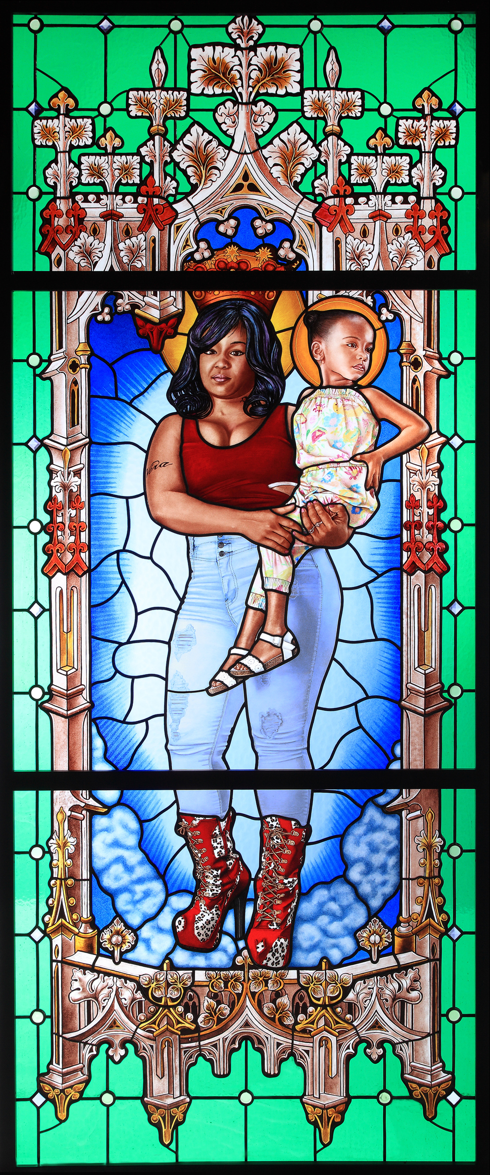 Kehinde Wiley | Lamentation, Le Petit Palais, Paris, France, October 20, 2016 - January 15, 2017 | St. Mary, 2016 Stained Glass in an Aluminum Frame. | 11