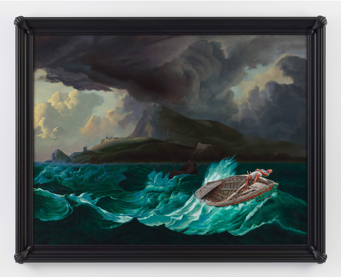 Kehinde Wiley | In Search of the Miraculous, Stephen Friedman Gallery, London, England, November 23, 2017- January 27, 2018 | Tempest Off a Mountainous Coast ( Patrick Laguerre), 2017 Oil on Canvas.  | 19