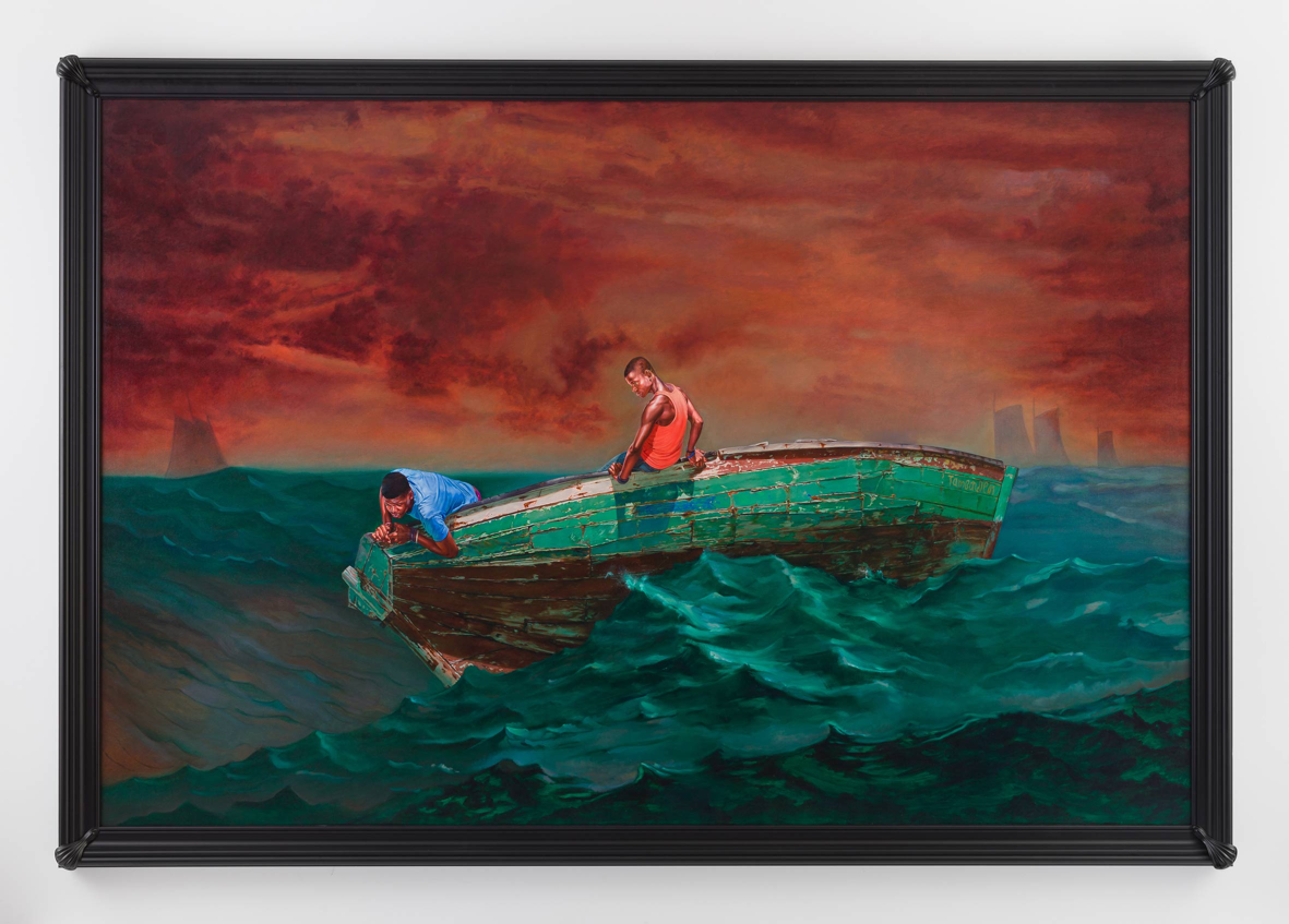 Kehinde Wiley | In Search of the Miraculous, Stephen Friedman Gallery, London, England, November 23, 2017- January 27, 2018 | The Herring Net (Zachary Antoine and Samedy Pierre Louison), 2017 Oil on Canvas. | 12