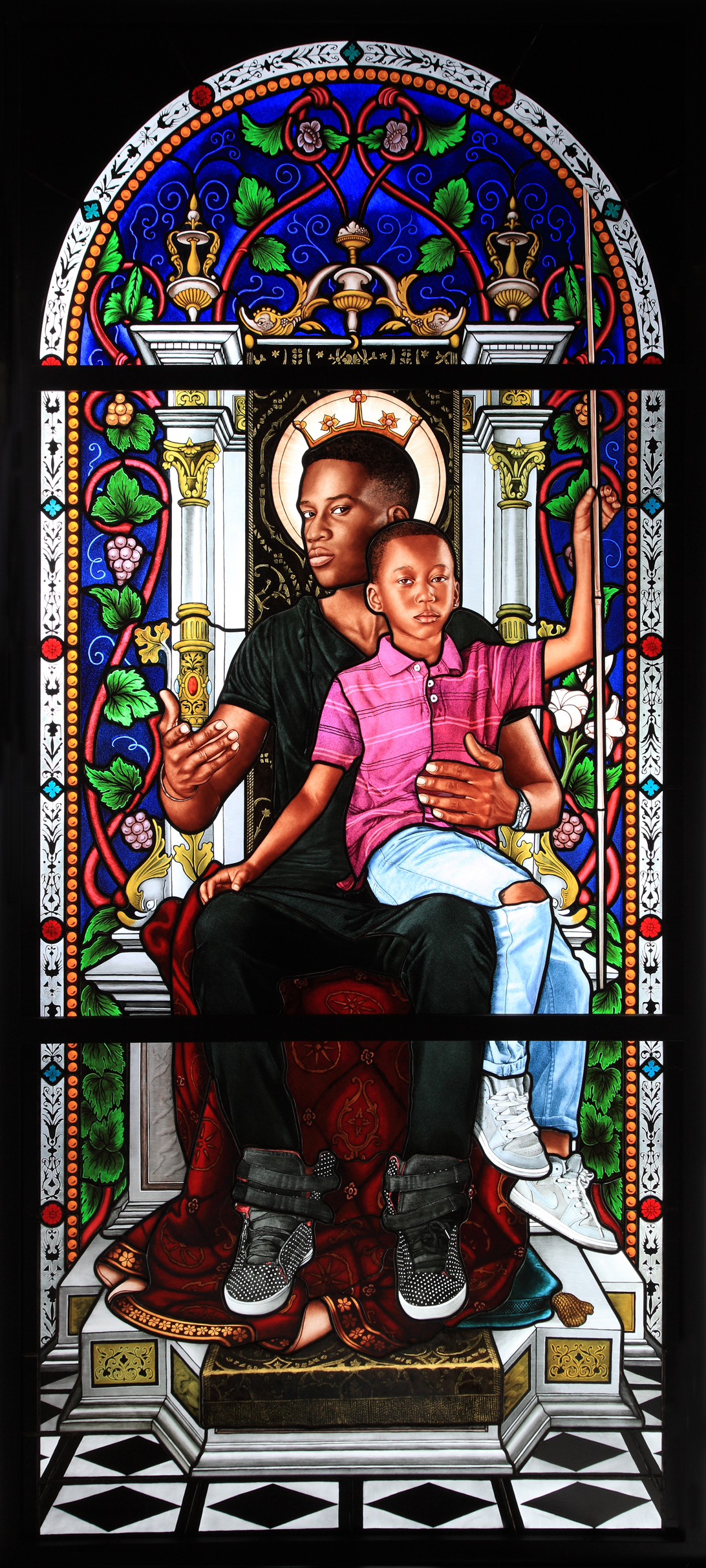Kehinde Wiley | Lamentation, Le Petit Palais, Paris, France, October 20, 2016 - January 15, 2017 | The Virgin and Child Enthroned, 2016 Stained Glass in an Aluminum Frame. | 8