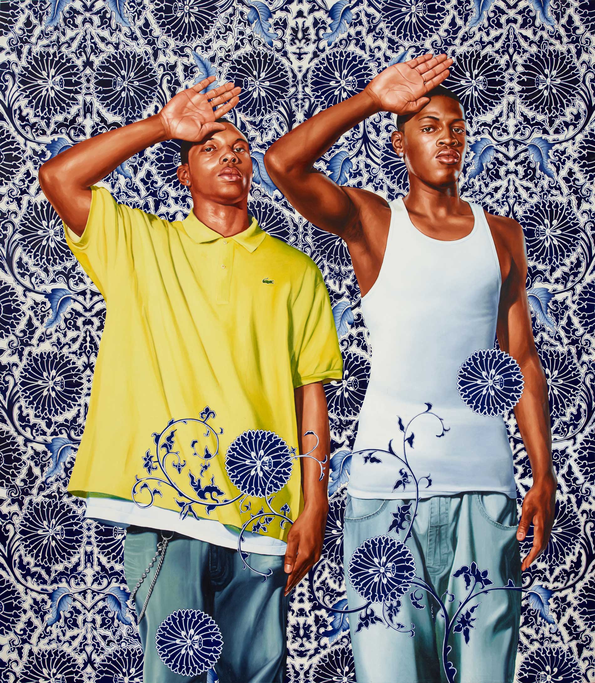 Kehinde Wiley | A New Republic, Brooklyn Museum, New York City, USA,  February 20- May 24, 2015 | Two Heroic Sisters of the Grassland, 2011 Oil on Canvas. | 21