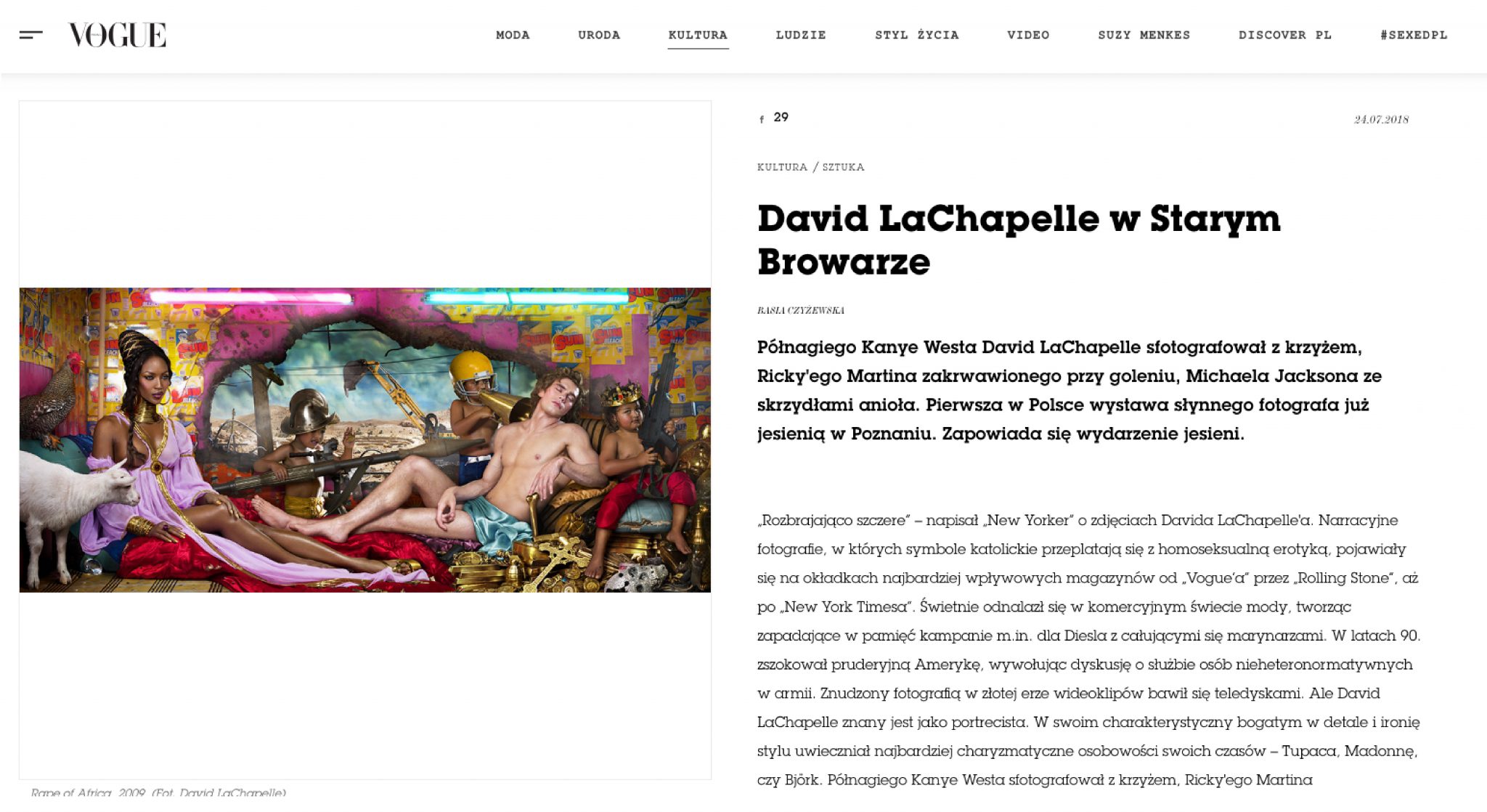 David LaChapelle | STARY BROWAR ART GALLERY, POZNAN, POLAND, September 5 - november 5, 2018 | Selected press: Vogue Magazine | 82