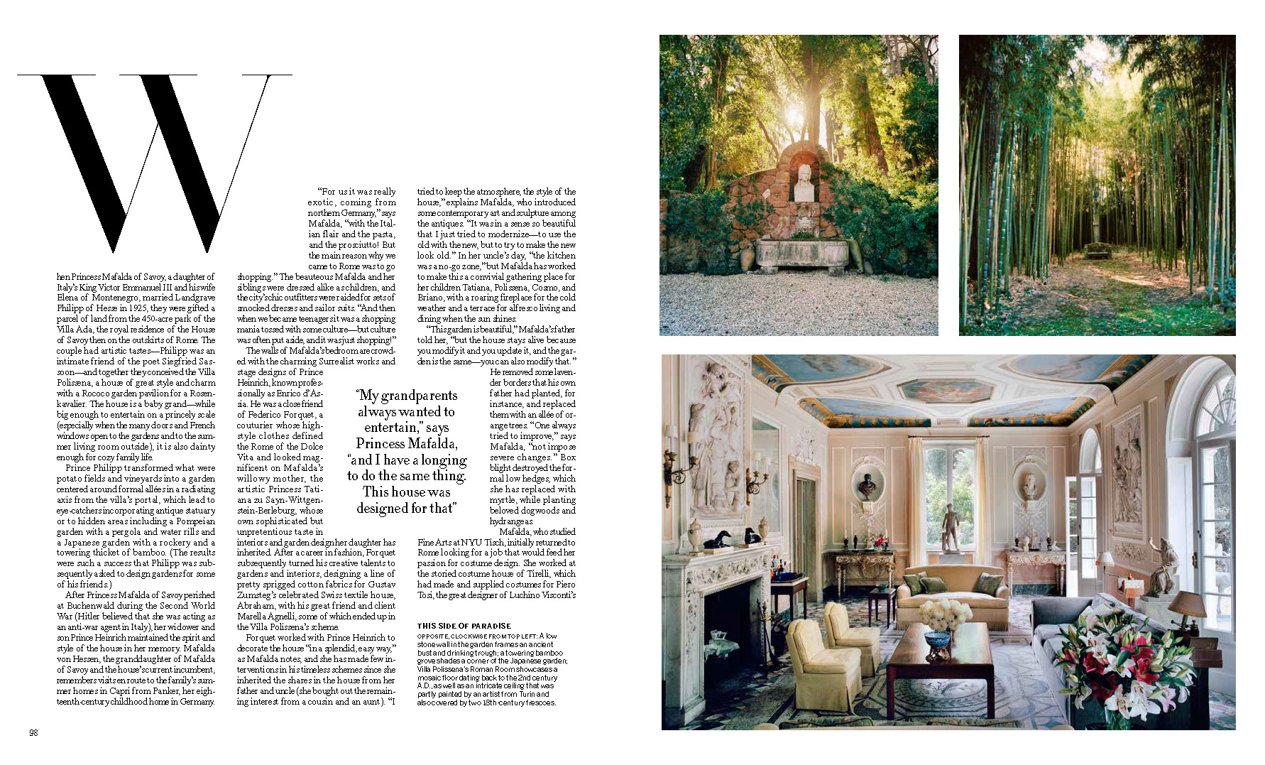 François Halard | Vogue US: Roman Spring, Princess Mafalda Von Hessen house | 2