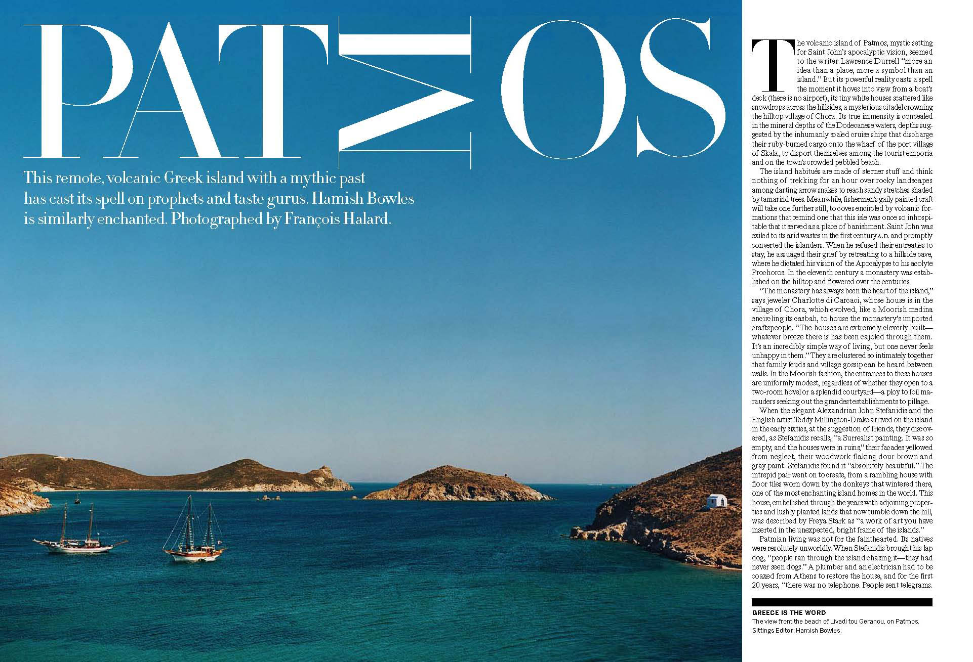 François Halard | Vogue UK: Patmos | 1