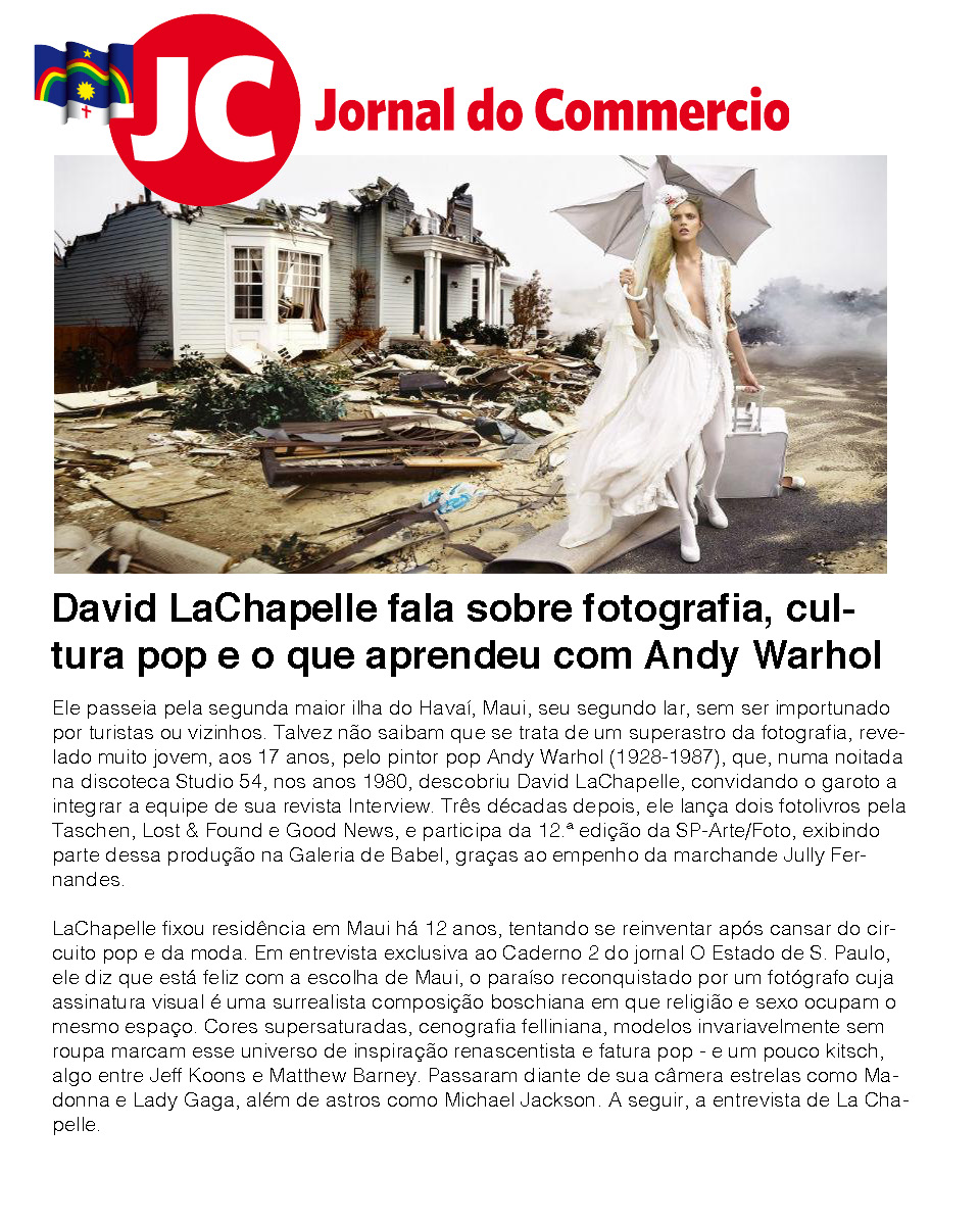 David LaChapelle | SP-Arte/Foto, São Paolo, Brazil, August 22 - August 26, 2018 | Selected Press: Journal Do Commercio | 18