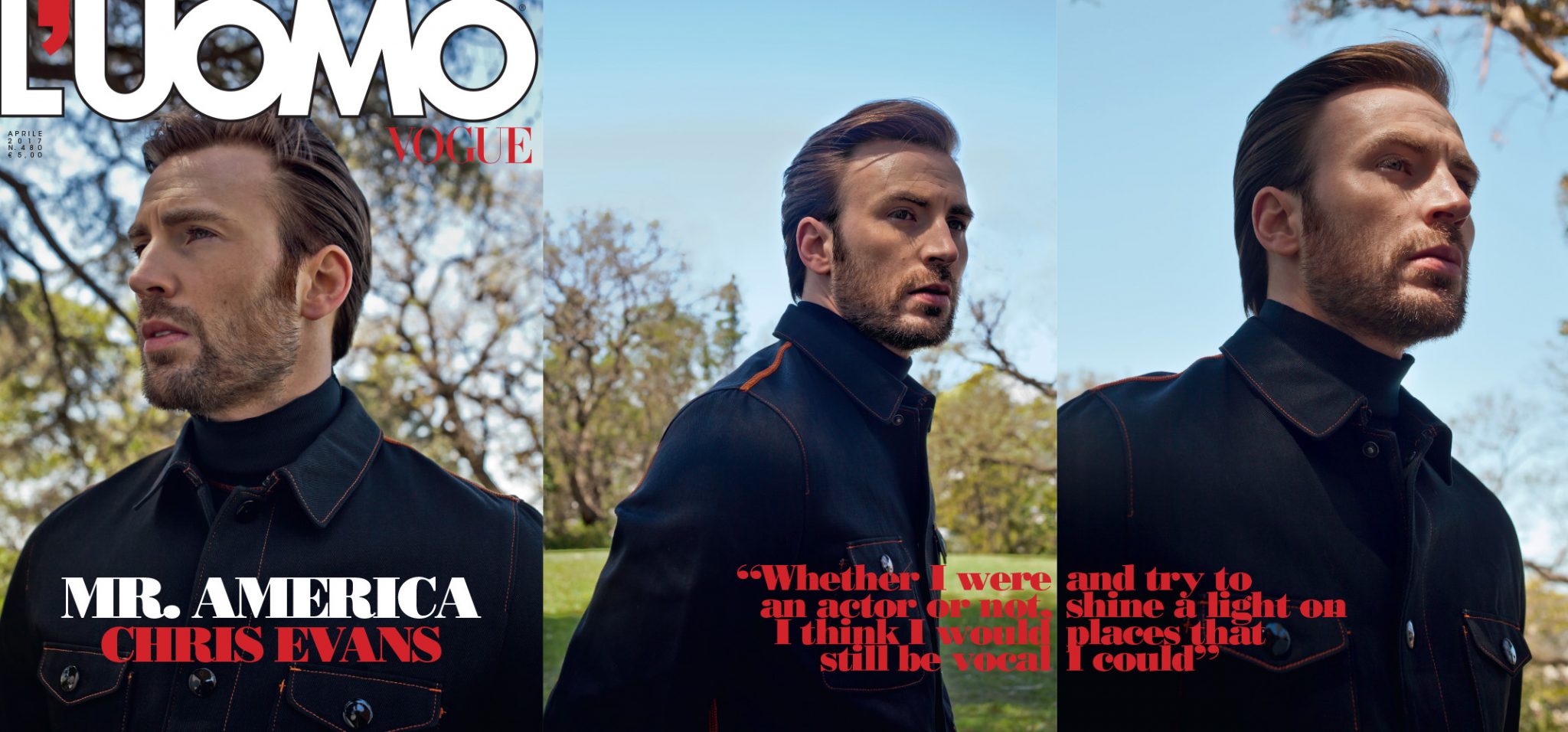 Michael Philouze | L'uomo Vogue: Chris Evans, Mr America | 1