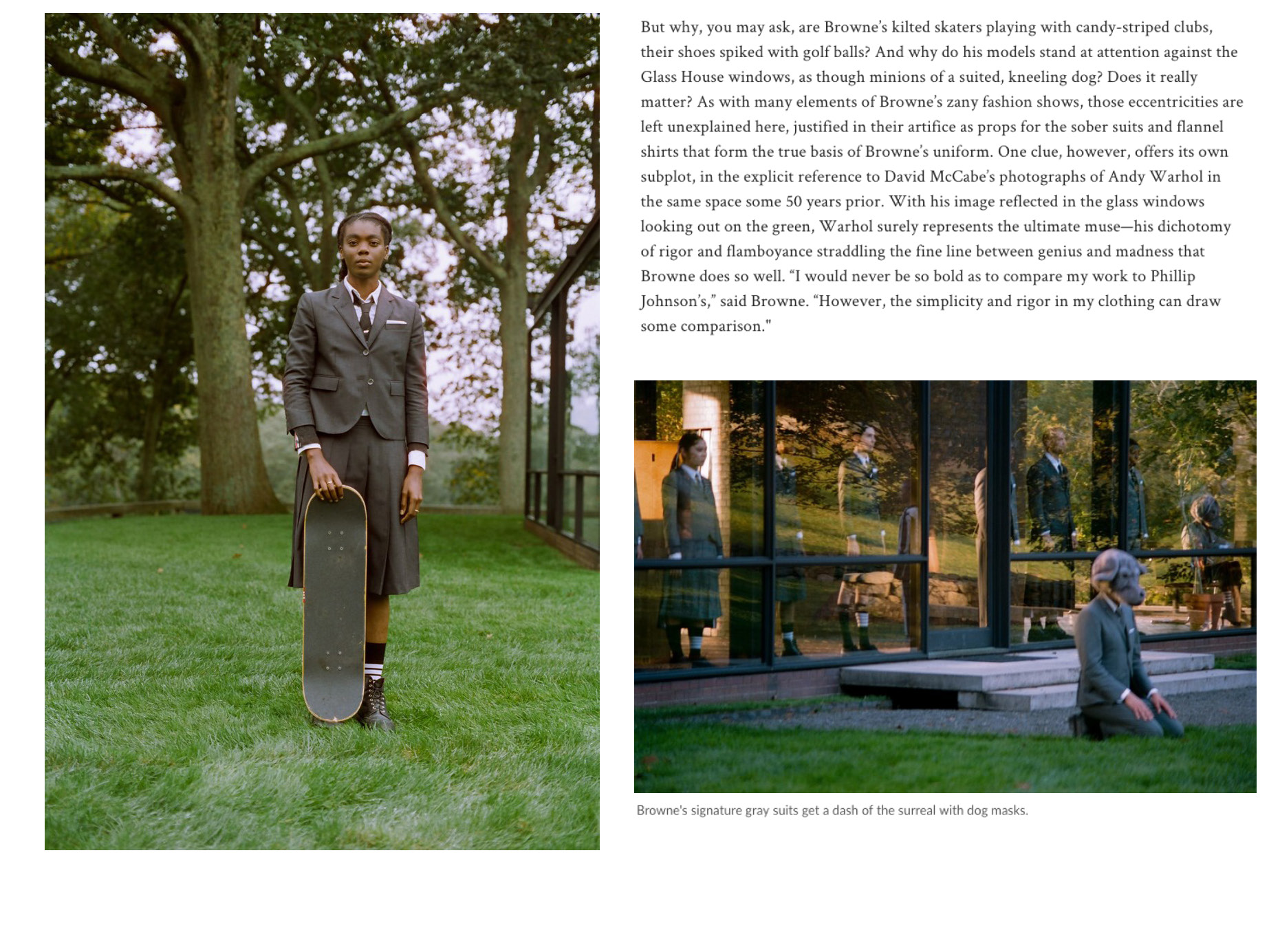 Dan Thawley | Architectural Digest | AD: Thom Browne stages his latest shoot at Philip Johnson's Glass house | 7