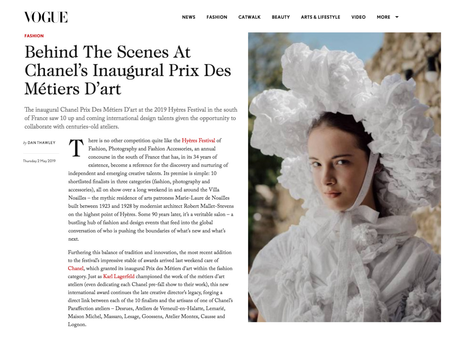 Dan Thawley | Vogue: Chanel Prix Des Métiers D’art | 1