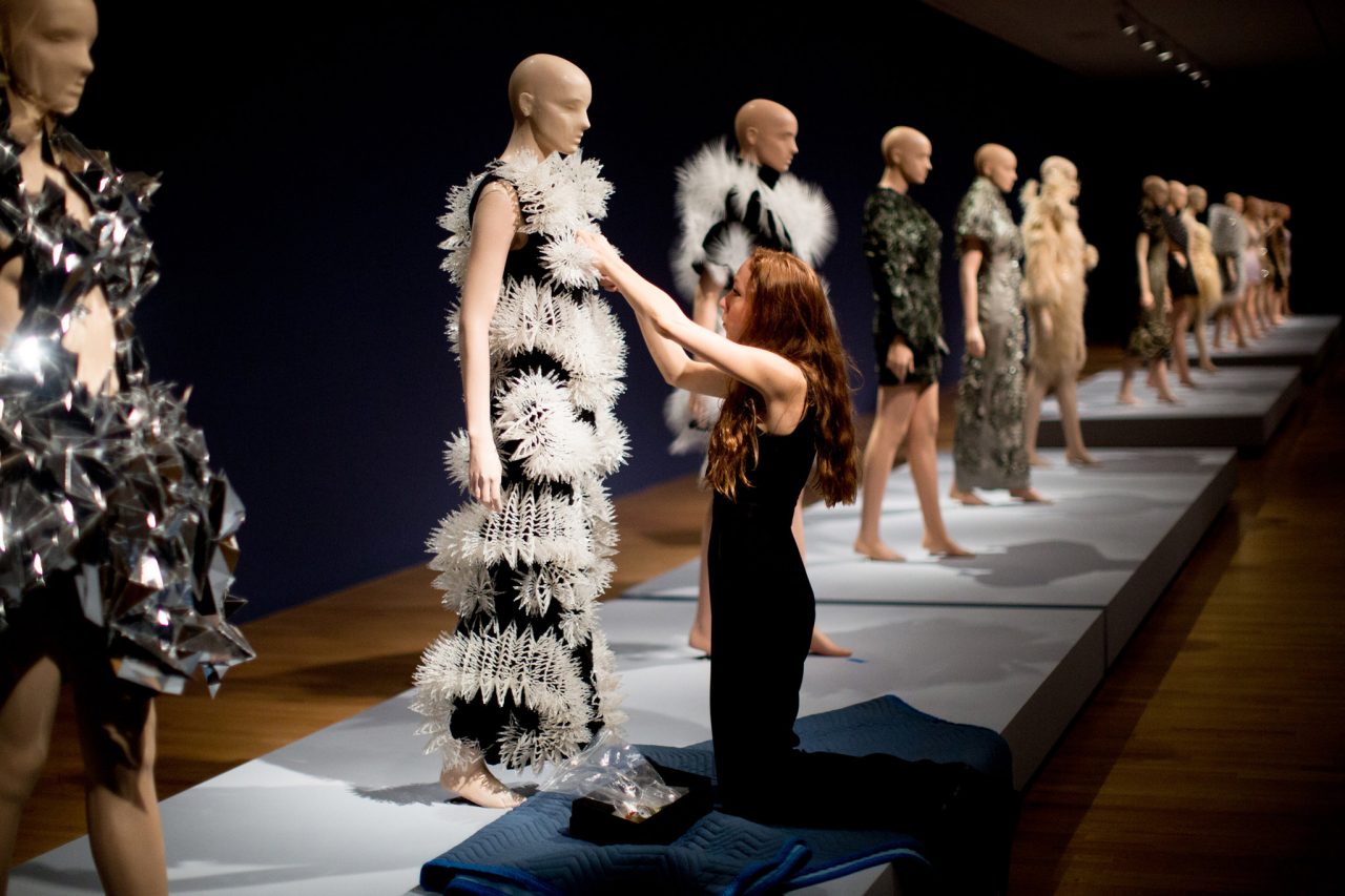 Iris van Herpen installing 'Transforming Fashion'