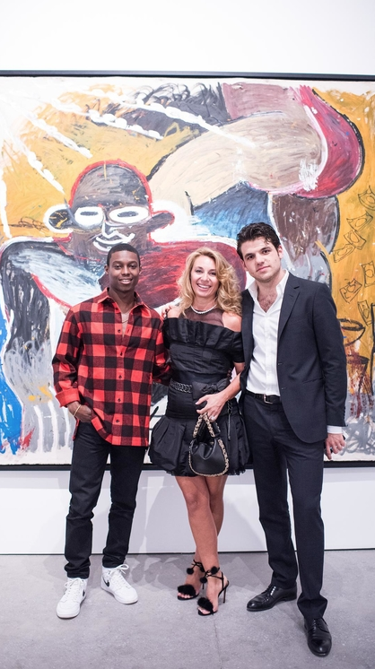 Reginald Sylvester II, Amanda Gutkin, Maximillian William at the opening of 'Surface Issues'