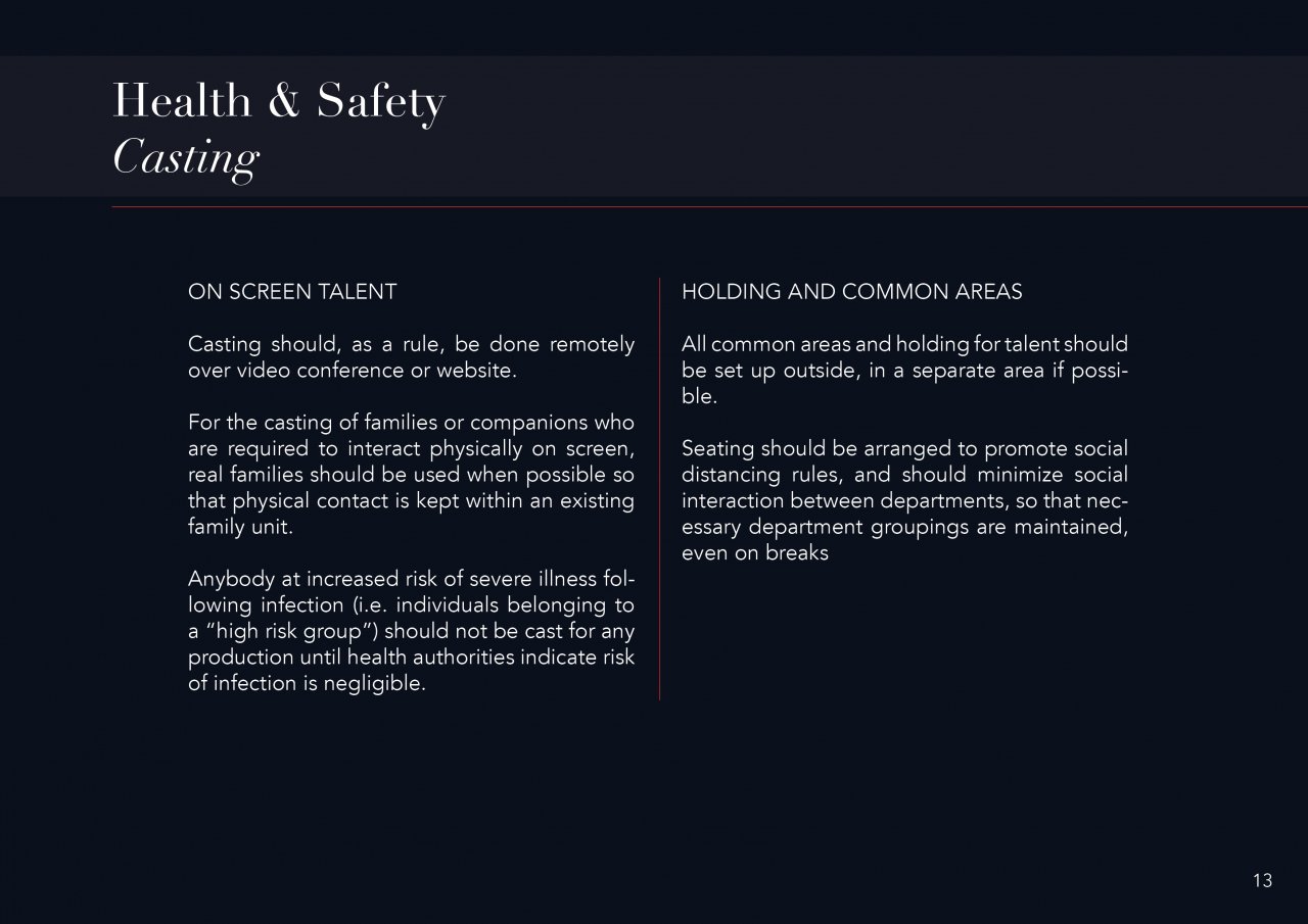 CXA Agency Releases Return to Work Guide for Safe & Responsible Shoot Production | 14