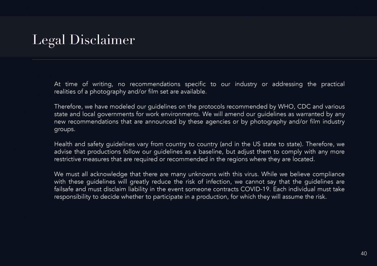 CXA Agency Releases Return to Work Guide for Safe & Responsible Shoot Production | 41