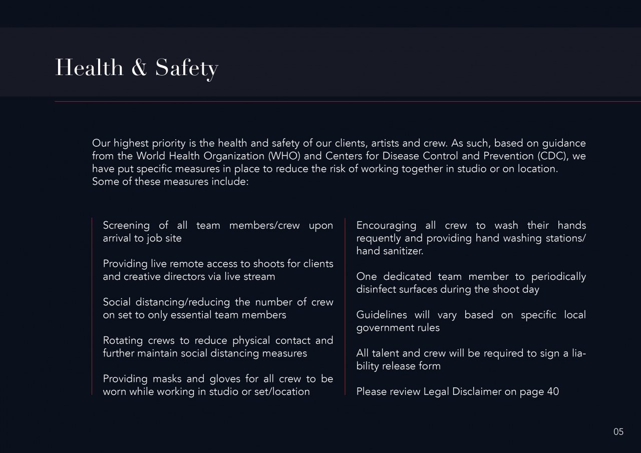 CXA Agency Releases Return to Work Guide for Safe & Responsible Shoot Production | 6