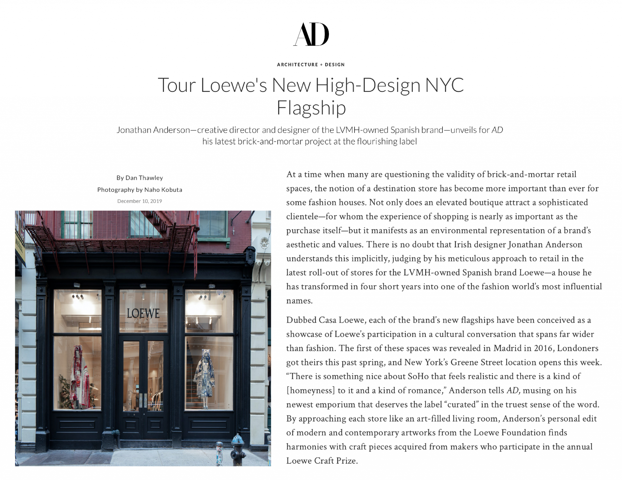 Dan Thawley | Architectural Digest: Loewe's NYC Flagship | 1