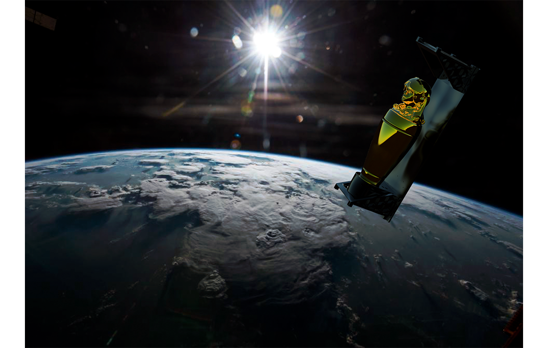 Rendering of 'ENOCH' orbiting in space, 2018